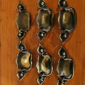 Set of 6 Vintage Brass Drawer Pulls Set